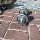 Vtg Chrome Golds Gym Barbell Dumbell Threaded Weight Plates - 1 Bar   2 3lb  Wts