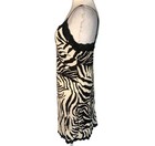 Vintage Josie Natori Medium Lace Trim Black   Cream Zebra Animal Print Nighty