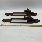 Wall Sconce Candleholder Lot 2 Brown Wood Reflective Mirror Mcm 70s Vintage 24 