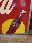 Vtg 1940s Coca Cola Metal Sign 28 X19 5  Rare C p L a  Yellow Drink Bottle Soda 