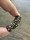 Large Millefiori  African Trade Bead Glass Yellow Green Brown 34mm Elbow
