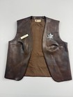 Vintage Judy Scott Vest Youth Brown Faux Leather Sheriff Western Trapperette