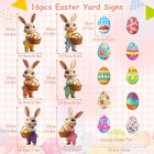 16pcs Easter Yard Signs Outdoor Decorations - Easter Bunny Eggs Lawn Signs With