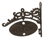 Cast Iron Vintage Rustic Victorian Scrollwork Welcome Or Go Away Wall Sign Decor