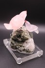 Peter Muller Hand Carved Rose Quartz Sparrow W  Baby On Tourmaline Base 4 1 2 