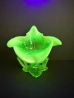 Northwood Uranium Glass  leaf Chalice  Vase 6  Jack In Pulpit