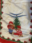 Vintage Christmas Tea Towel Linen 50s Children Pig Christmas Tree 23  X 11  G4