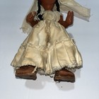 Vintage Handmade Folk Art Bride Doll Papier Mache Cloth Dress Leather Sandals
