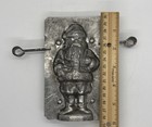 Vintage Two-piece Metal Santa Chocolate Mold Holding Christmas Tree 6   