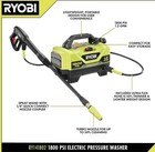 Ryobi Ry141802 1800 Psi 1 2 Gpm Electric Pressure Washer  20ft Hose  Spray Wand
