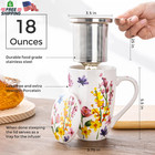 Gbhome Tea Mug With Infuser And Lid  18 Ounce Large Ceramic Loose Leaf Cup  Micr