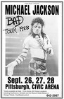 Michael Jackson Bad Tour 1988 Pittsburgh Pa Concert Poster Replica    clearance    