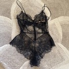 Skims Ultra Fine Lace Teddy Black Xs