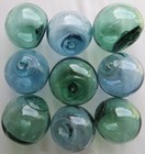 Japanese Glass Floats 3   9  Sky Blue sea Green Makers Marks Antique Usa Bz Bb