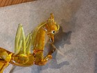 Mid-century Modern Hand Blown Glass Pegasus Horse Figurine Murano Style Amber
