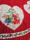 Vintage Mistletoe Mice Quilted Christmas Tree Skirt Lace Red Green Hearts 36    D