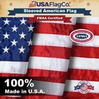 2 5x4 Sleeved American Flag - Embroidered Stars   Sewn Stripes - Made In The    