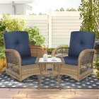 3pc Outdoor Swivel Glider Rocker Furniture Chair Patio Wicker Bistro Set W table