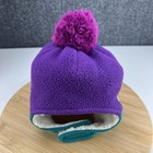 Ll Bean Toddlers Purple Teal Color Block Sherpa Lined Pom Beanie Size 2t-4t
