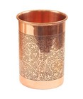 Pure Copper Glass  Embossed Design Drinking Serving Water Yoga Ayurveda 300ml