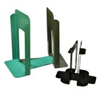 2 Sets Of Vintage Industrial Metal Library Bookends Green 9  Black 5 25  Scuffed