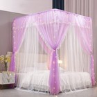 Vethin 4 Corners Ruffle Princess Bed Canopy Double Layer Mosquito Net