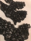 Antique Victorian Lot 3pc Black Tambour Floral Net Lace Applicques