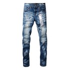 2026 New Purple Brand Men s Personality Fashion Slim Fit  Inkjet Blue Jeans