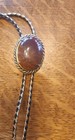 Bolo Tie Vtg Agate Stone Silver Tone Western Mens Womens Unisex Trendy Accessory
