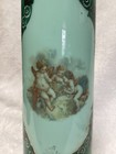 Antique Uranium Bristol Hand Painted Green Opaline Glass Vase Glows Victorian