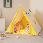 Kids Play Tent  Triangular Kids   Toddlers Tent With Solid Wood Frame Beige