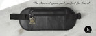 Black Leather Thin Hidden Fanny Pack Money Belt Travel Concealed Waist Bag