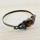 Vintage Celtic Knot Bangle Bracelet Scottish Heathergem Style Pewter Tone Caboch