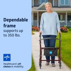 Medline Steel Rollator Walker For Adult Mobility Impairment  Burgundy  350 Lb 