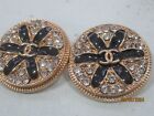Chanel 2 Buttons   24mm  Black  Gold Tone  Metal    This Is For 2