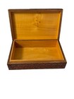 Vintage Hand Carved Wooden Trinket Box Geometric Folk Art Storage Box