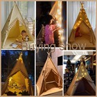 Kids Teepee Tent With Floor Mat  Carry Bag  Star Light - Indoor Play Cottage