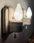 Vtg Porcelain Sconce Light Pair Mcm Bathroom Ceramic Wall Fixture Art Usa  n42