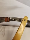 Vintage Joseph Elliot s Best Silver Steel Straight Razor Yellow Handle 