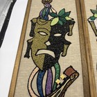 Vintage Mid Century Set Of 2 Comedy   Tragedy Framed Gravel Pebble Art Rare