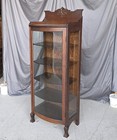 Antique Oak Curio China Cabinet With Curved Glass Door     Original Finish