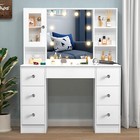 White Dressing Table Makeup Vanity Desk Set With Led Lighted Mirror   Drawers