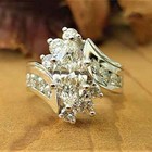 Elegant 925 Sterling Silver White Topaz Charms Wedding Engagement Ring Size 8