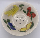 Vtg Pottery Fruit Colander Strainer Hand Painted Ceramic