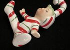 Vtg Geo Z Lefton Striped Candy Cane Pixie Elf  Green Hair Sitting Christmas