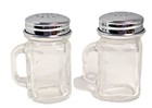 Mason Jar Glass Salt Pepper Shakers Metal Lids Glassware 2-pc Kitchen Gift New