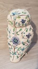 Alvino Bagni Ceramic Owl Italian Pottery Blue Floral Crackle Glaze Jewel Eyes