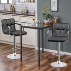 Modern Pu Leather Bar Stools Set Of 2 Adjustable Swivel Barstools W  Back   Arms