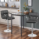 Set Of 4 Bar Stools Swivel Adjustable Bar Chairs Pu Leather W backrest   Armrest