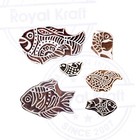 Pottery Printing Blocks Retro Fish Pattern Wooden Stamps  set Of 6 